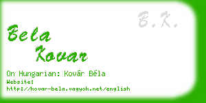 bela kovar business card