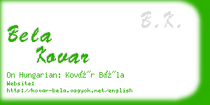bela kovar business card